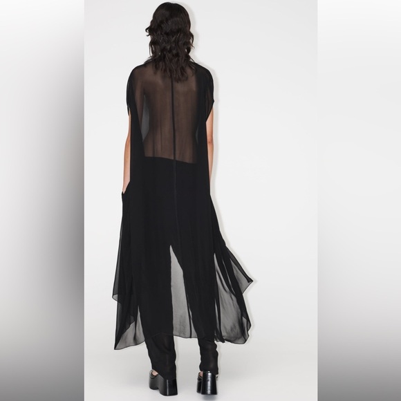 New! Zara medium black longline sheer loose fit blouse. - Picture 3 of 12